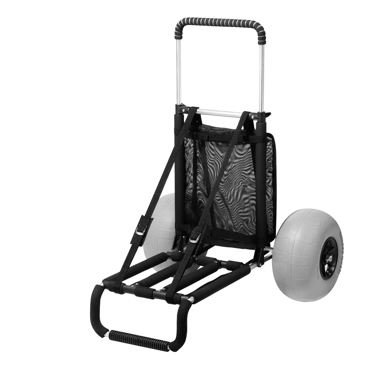 VEVOR pludmales ratiņi ar lieliem riteņiem smiltīm, kravas platforma 760 x 390 mm, 30,5 cm balona tipa riteņi, kravnesība 74,8 kg, salokāmi ratiņi ar regulējamu augstumu 685–1135 mm, pastiprināta konstrukcija pludmalei - ZEMLETES.LV