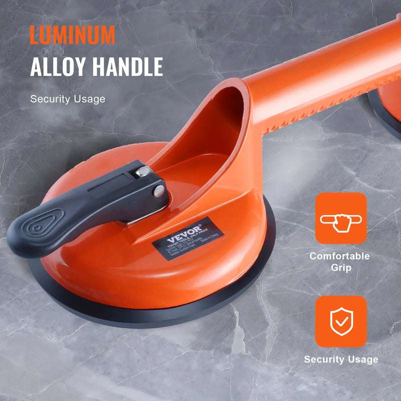VEVOR stikla vakuuma piesūceknis, 11,9 cm, 2 gab. komplekts, 149,7 kg celtspēja, vakuuma piesūceknis ar alumīnija rokturi, pastiprināts industriāls pacelšanas instruments stikla, granīta, flīžu, metāla un koka paneļu pārvietošanai