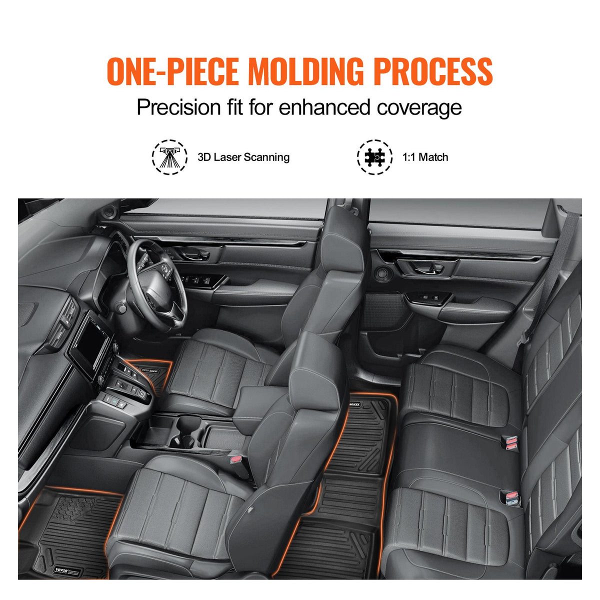VEVOR automašīnas grīdas paklāji Honda CR-V Hybrid (2017-2022), 3 габ., TPE