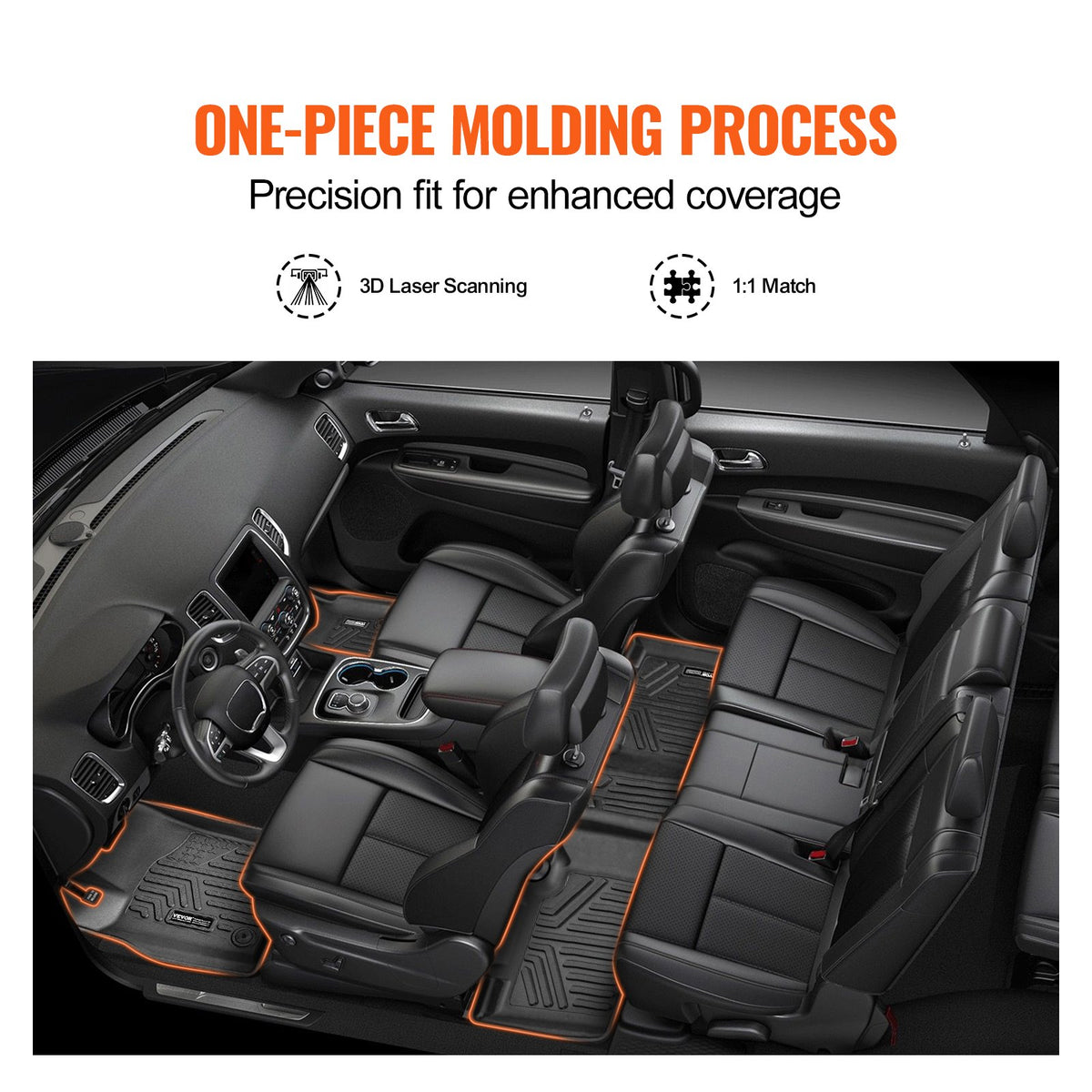 VEVOR Car Floor Mats for Dodge Durango / Jeep Grand Cherokee (2016–2024), 3 pcs