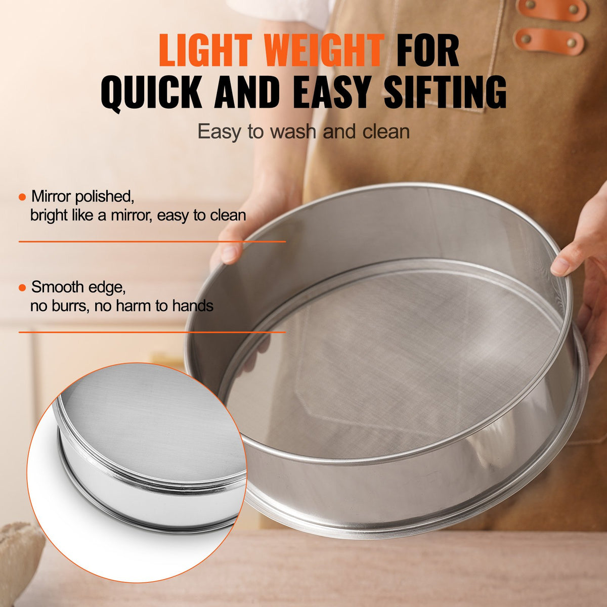 VEVOR flour sieve 150 mesh, stainless steel