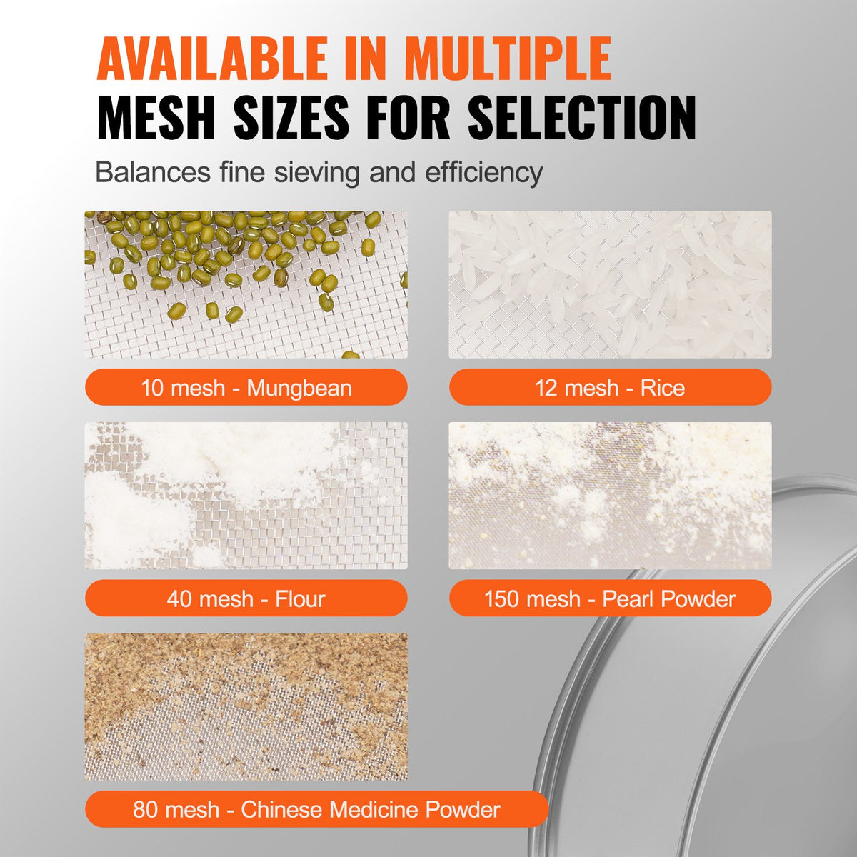 VEVOR flour sieve 40 mesh, stainless steel, for cake baking