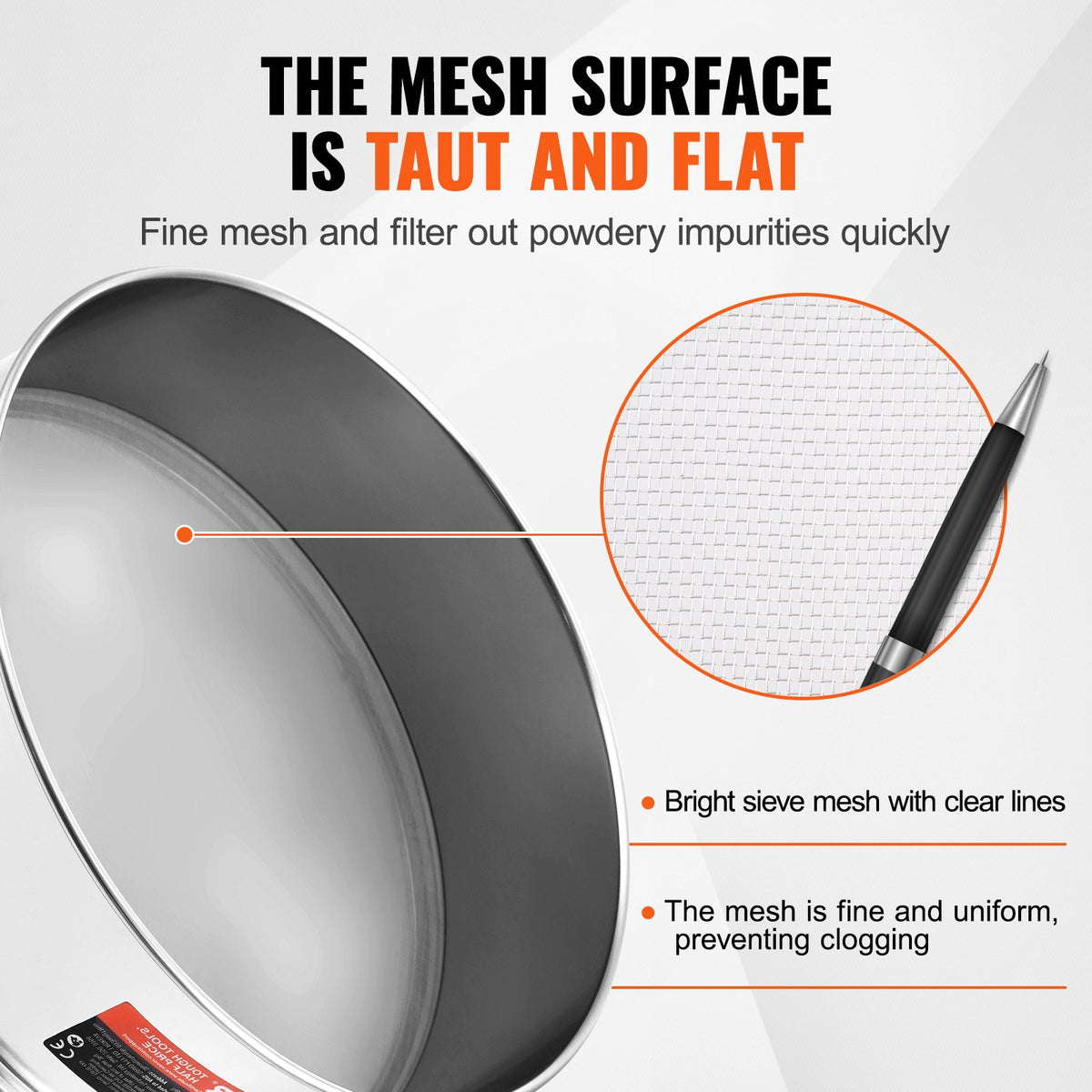 VEVOR flour sieve 40 mesh, stainless steel, for cake baking