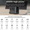 14 dienu piegāde_Pārnēsājama saules enerģijas spēkstacija 5 kVA, 2500 W, LiFePO4 akumulators, tīras sinusoīdas 220 V izeja, saules paneļu uzlāde, mājai, kempingam un rezerves barošanai