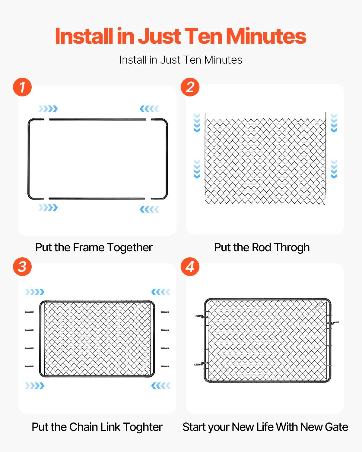Mesh Fence Gate 0.67–1.83 × 1.83 m, for Garden (Posts Not Included)