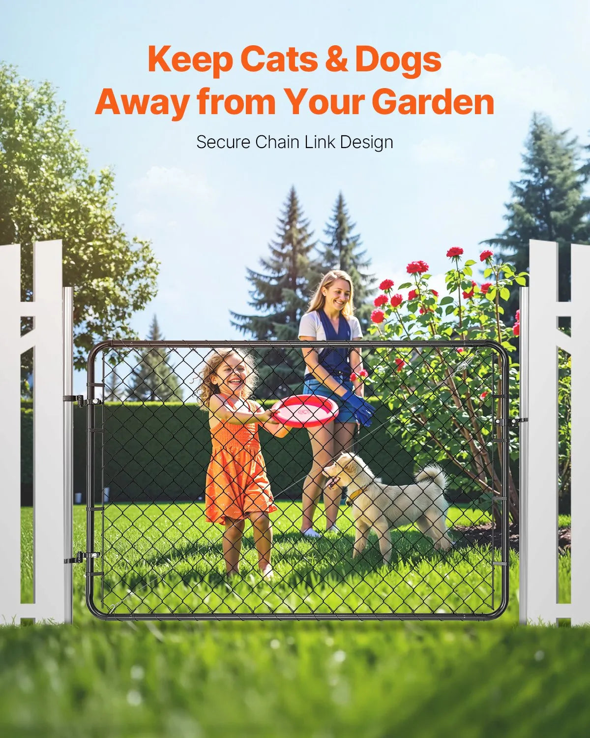 Mesh Fence Gate 0.67–1.83 × 1.83 m, for Garden (Posts Not Included)