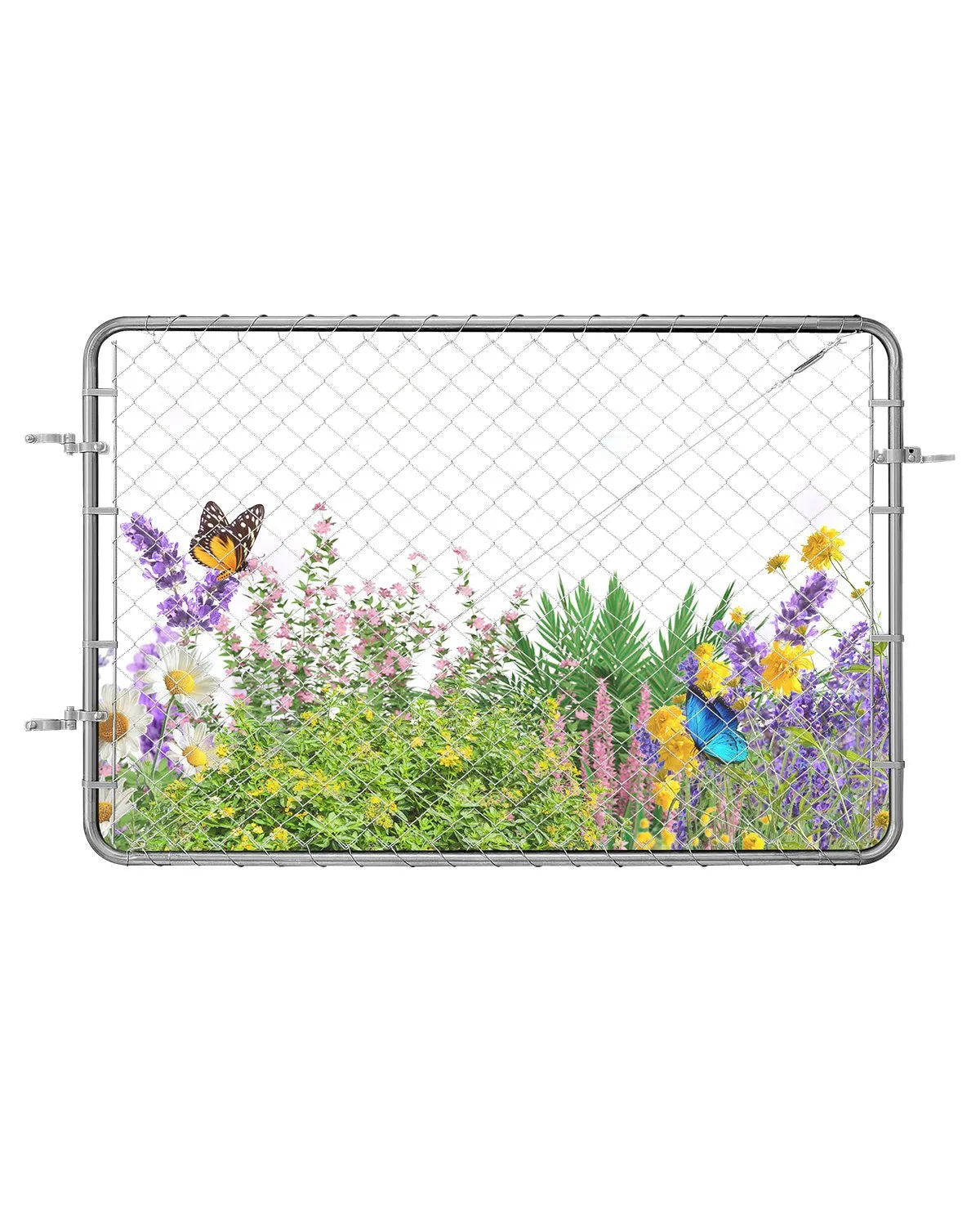 Chain Link Fence Gate 183 × 122 cm, Adjustable, Galvanised, Rust-Resistant, Suitable for 67–183 cm × 183 cm Opening, Posts Not Included