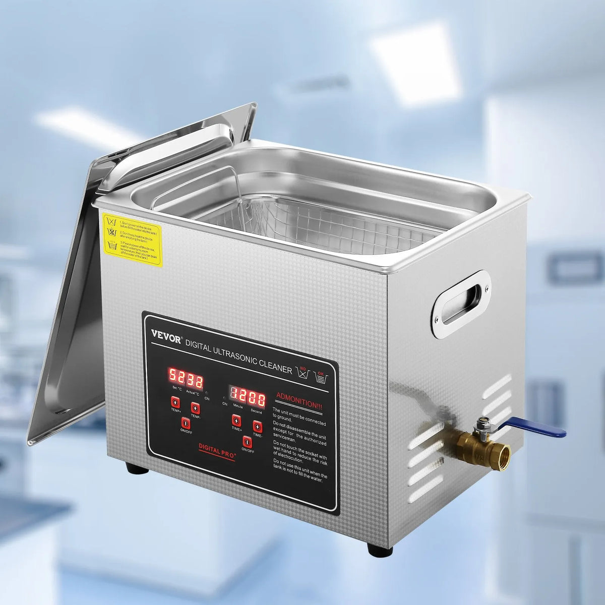 VEVOR 10 l Ultrasonic Cleaner with Digital Timer and Heater, Professional Ultrasonic Jewellery Cleaner, Stainless Steel Heated Cleaning Machine for Glasses, Watches, Rings, Small Parts and PCBs