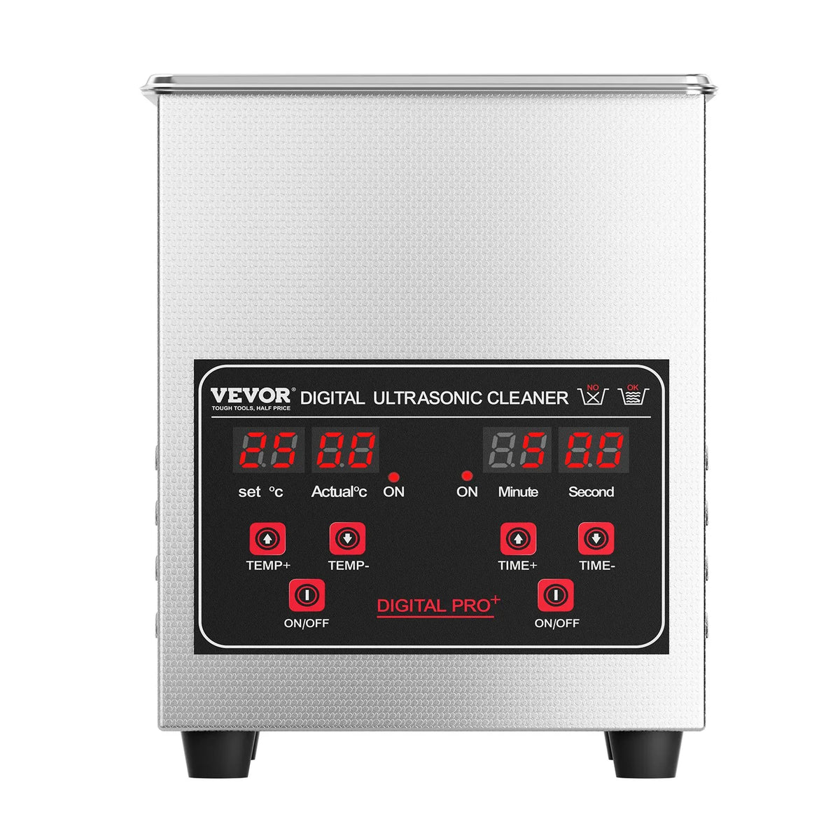VEVOR Ultrasonic Cleaner 1.3 L with Heater and Timer, Professional Digital 40 kHz Cavitation Cleaner with Basket, 50 W, Watches, Glasses, Jewellery, Dentures, Industrial Parts and Tools