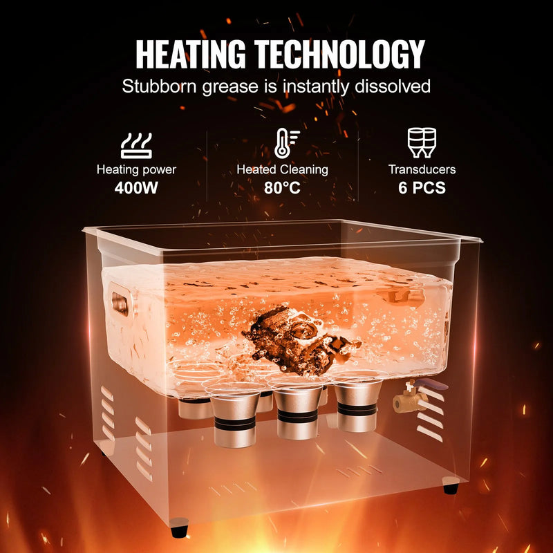 VEVOR 15 l ultraskaņas tīrītājs, profesionāla 360 W tīrīšanas iekārta ar taimeri un sildītāju, 40 kHz digitālais ultraskaņas tīrītājs ar grozu, pulksteņiem, brillēm, rotaslietām, zobu kapēm, rūpnieciskām detaļām un instrumentiem