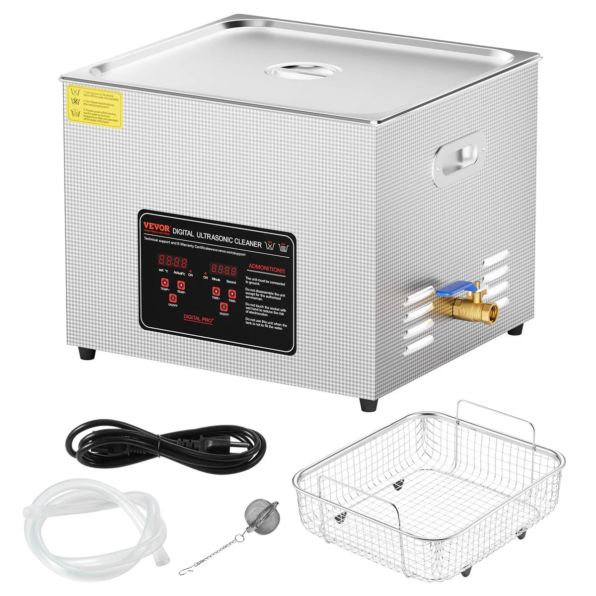 VEVOR 15 L Ultrasonic Cleaner, Professional 360 W Cleaning Machine with Timer and Heater, 40 kHz Digital Ultrasonic Cleaner with Basket, Watches, Glasses, Jewellery, Dentures, Industrial Parts and Tools