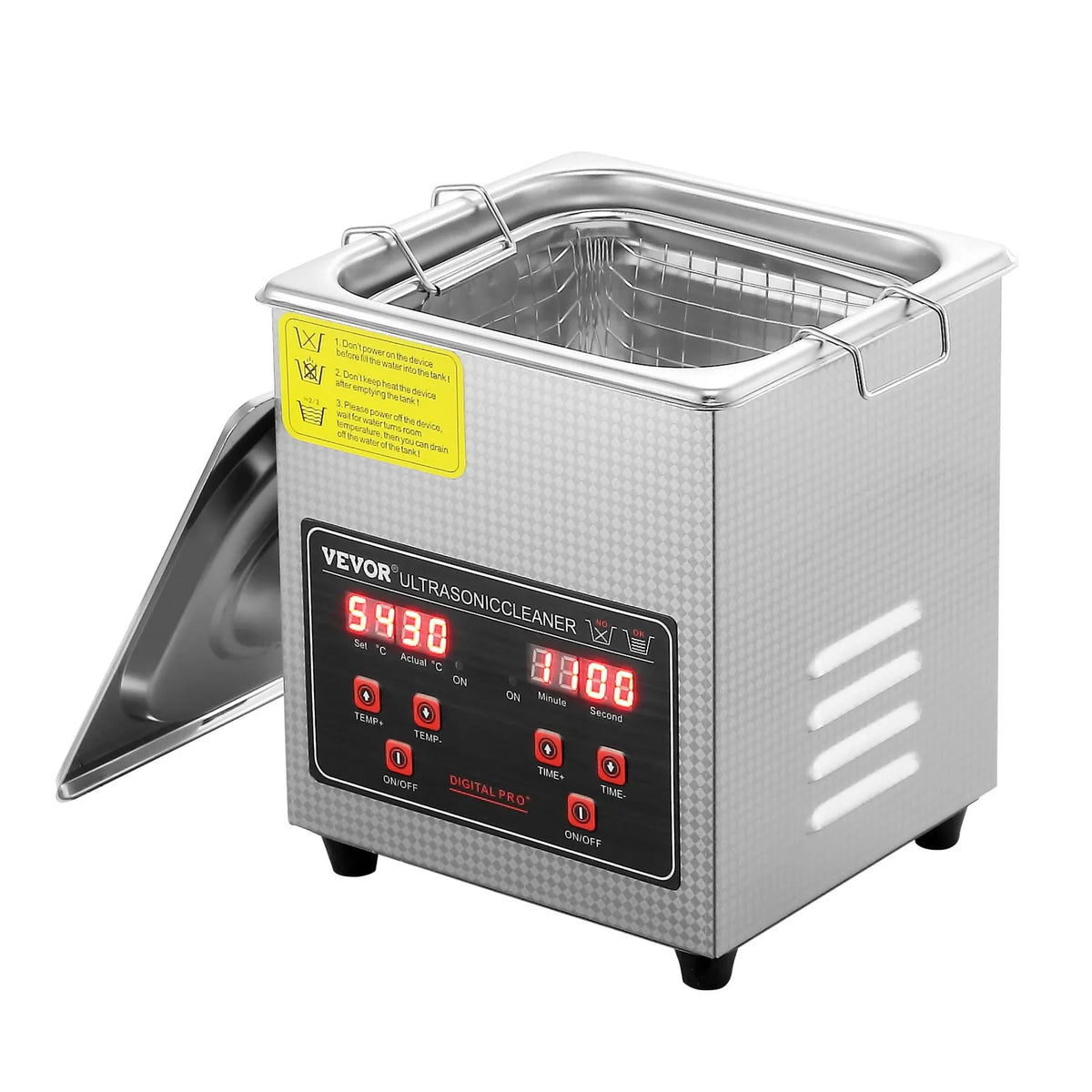 VEVOR Ultrasonic Cleaner with Digital Timer and Heater, Professional Ultrasonic Cleaning Machine for Jewellery, Stainless Steel Heated Device for Glasses, Watches, Rings, Small Parts and Electronics, 2 l
