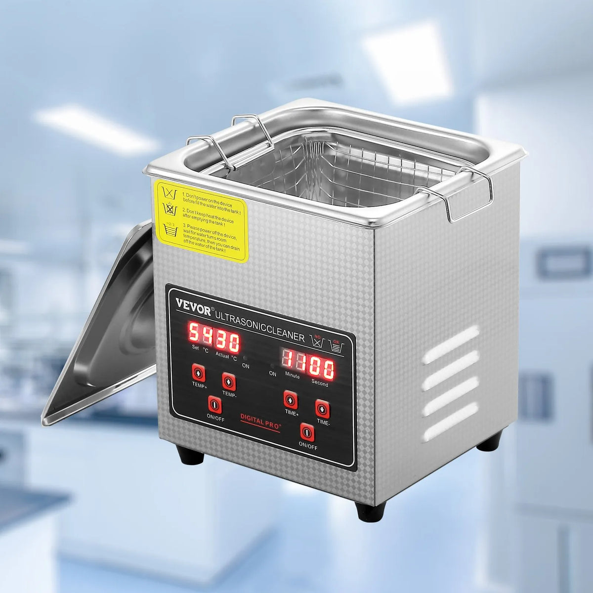VEVOR Ultrasonic Cleaner with Digital Timer and Heater, Professional Ultrasonic Cleaning Machine for Jewellery, Stainless Steel Heated Device for Glasses, Watches, Rings, Small Parts and Electronics, 2 l