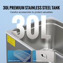 Profesionāls ultraskaņas rotaslietu tīrītājs, nerūsējošā tērauda apsildāma tīrīšanas ierīce brillēm, pulksteņiem, gredzeniem, sīkām detaļām, shēmplatēm (30L)