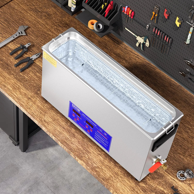 VEVOR 10 l ultraskaņas ierocis tīrītājs, 300 W profesionāla ultraskaņas tīrīšanas iekārta ar taimeri un sildītāju, 40 kHz digitālais ultraskaņas tīrītājs ar grozu ierocim, patronām un militārajiem piederumiem