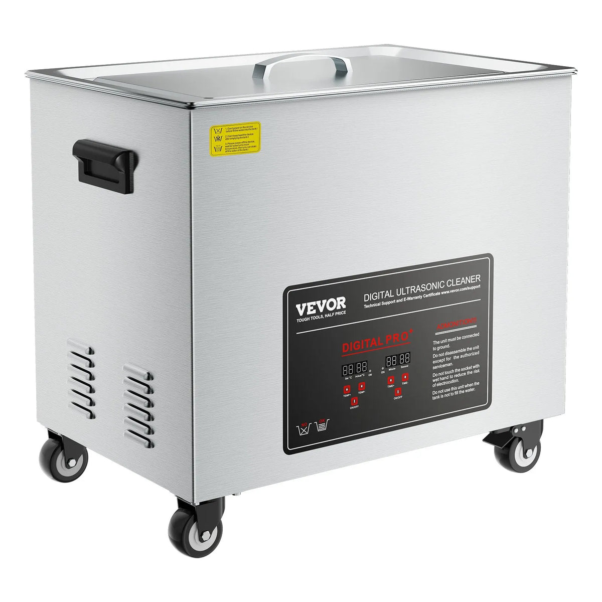 VEVOR Ultrasonic Cleaner 50 l, Professional Ultrasonic Cleaning Machine with Cleaning Basket and Digital Display, 840 W Stainless Steel Cleaning Equipment with Wheels for Industrial Parts and Carburettors