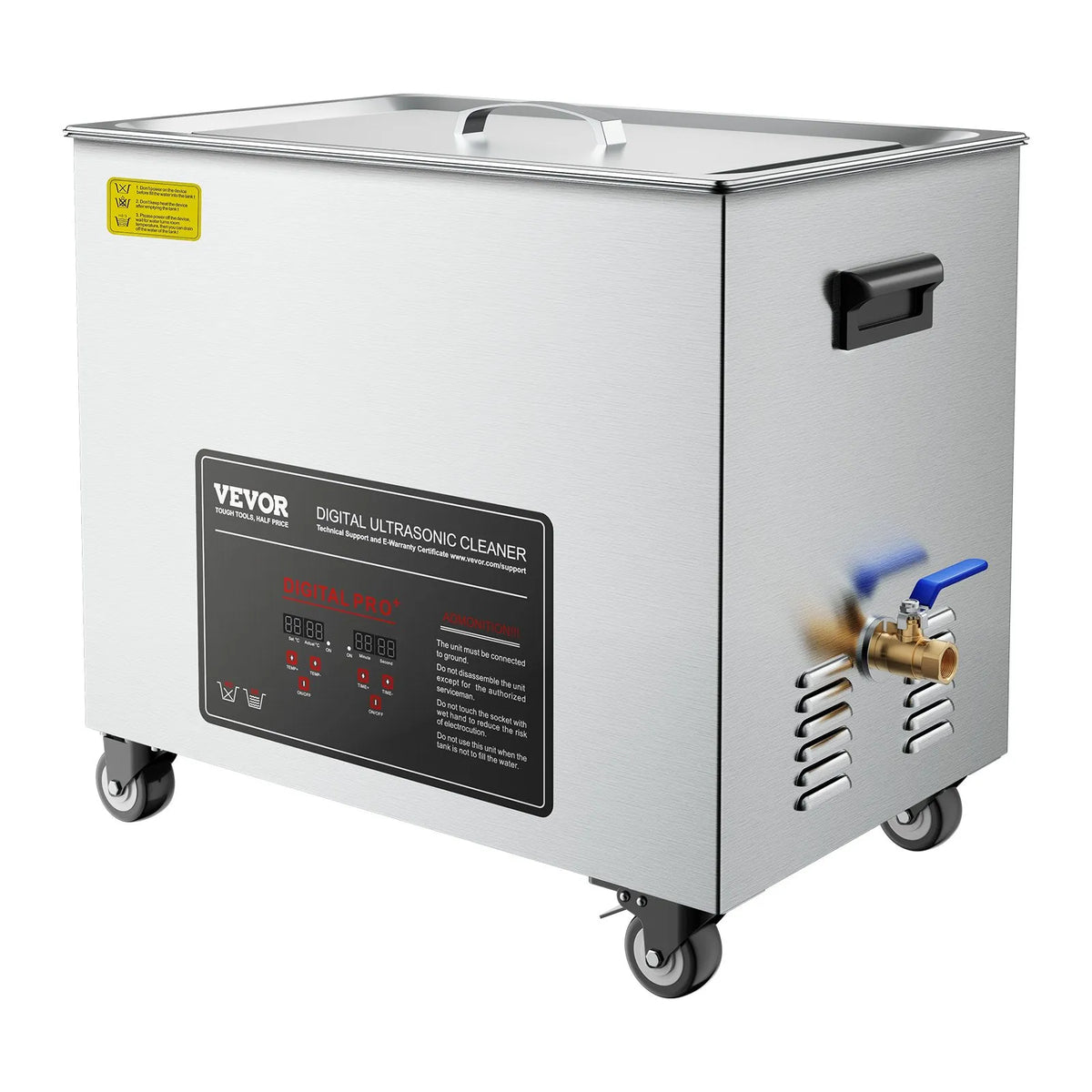 VEVOR Ultrasonic Cleaner 50 l, Professional Ultrasonic Cleaning Machine with Cleaning Basket and Digital Display, 840 W Stainless Steel Cleaning Equipment with Wheels for Industrial Parts and Carburettors