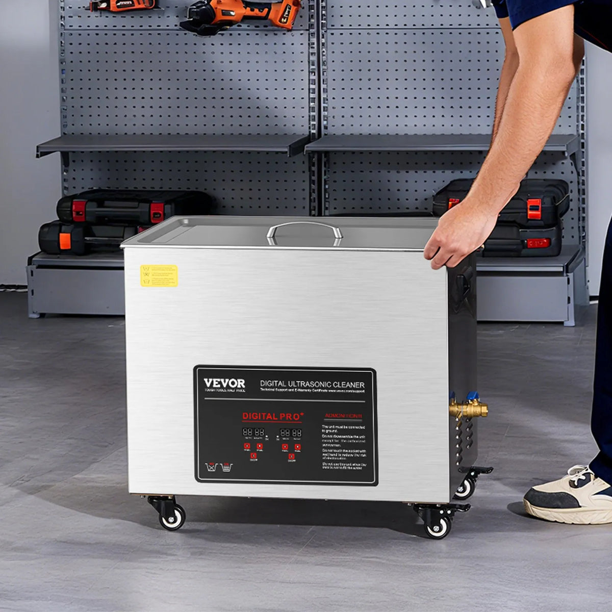 VEVOR Ultrasonic Cleaner 50 l, Professional Ultrasonic Cleaning Machine with Cleaning Basket and Digital Display, 840 W Stainless Steel Cleaning Equipment with Wheels for Industrial Parts and Carburettors