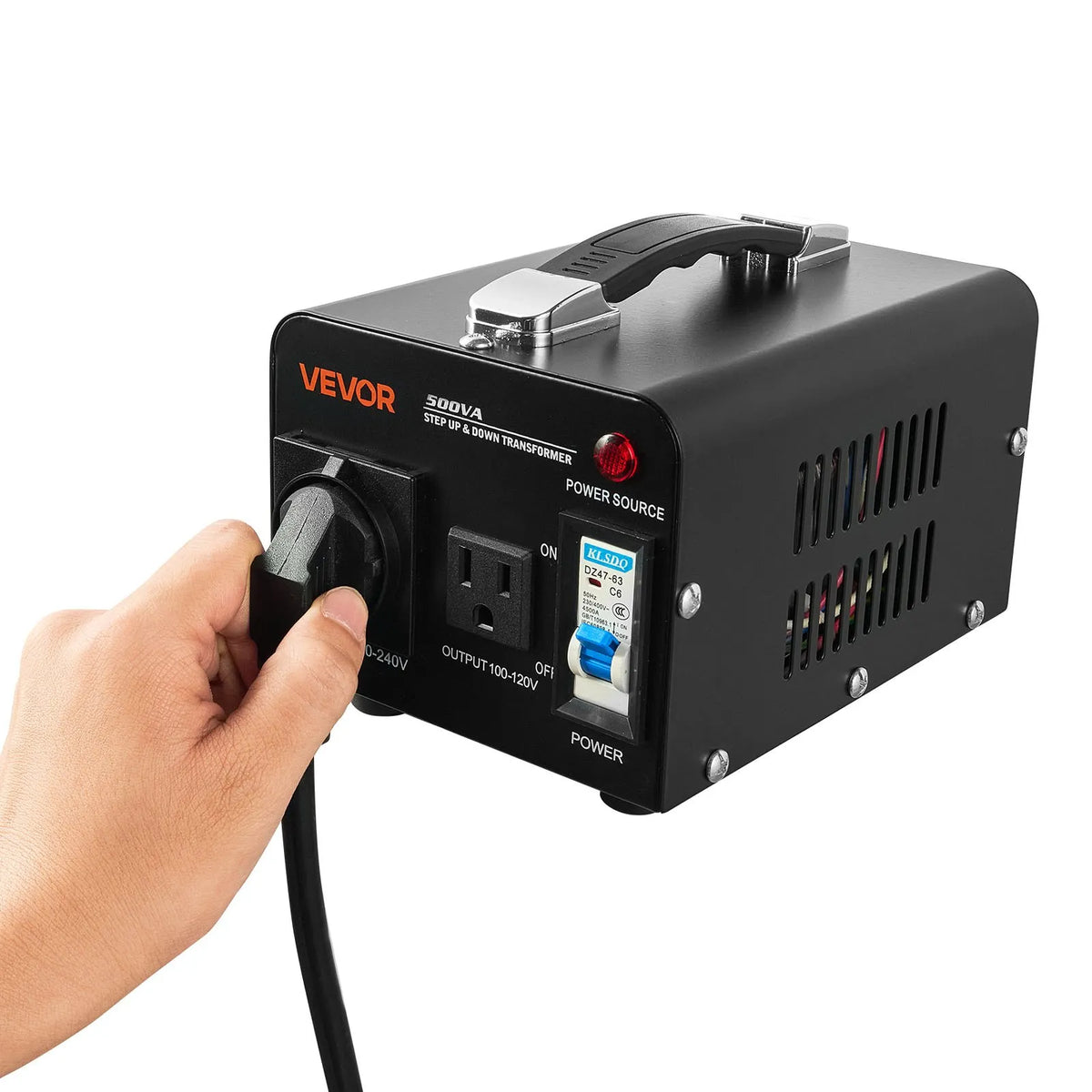 VEVOR sprieguma pārveidotājs transformators 500 VA ar 110 V uz 220 V un 220 V uz 110 V pārveidošanu, ar US un EU ligzdām, barošanas kabeli un automātisko drošinātāja aizsardzību - ZEMLETES.LV