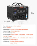 VEVOR sprieguma automātiskais pārveidotājs transformators 5000 VA ar 110 V uz 220 V un 220 V uz 110 V pārveidošanu, ar 3 US ligzdām, 3 EU ligzdām, LCD displeju un automātiskā drošinātāja aizsardzību - ZEMLETES.LV
