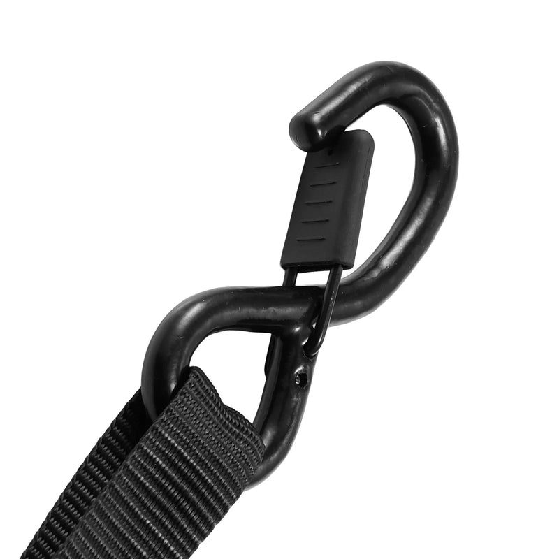 VEVOR ievelkamas sprūdrata stiprinājuma siksnas, 25,4 mm × 4,9 m, ar S veida āķiem, pārrāvuma izturība 700 kg, ar pārnēsāšanas somu, kravas nostiprināšanai pārvadāšanā, piekabēs, motocikliem, kajakiem un uz auto jumta, 4 gab. komplekts