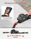 VEVOR ievelkamas sprūdrata stiprinājuma siksnas, 25,4 mm × 4,9 m, ar S veida āķiem, pārrāvuma izturība 700 kg, ar pārnēsāšanas somu, kravas nostiprināšanai pārvadāšanā, piekabēs, motocikliem, kajakiem un uz auto jumta, 4 gab. komplekts