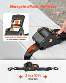 VEVOR ievelkamas sprūdrata stiprinājuma siksnas, 50,8 mm × 3 m, ar S veida āķiem, pārrāvuma izturība 1375 kg, 2 mīkstās cilpas, kravas nostiprināšanai pārvadāšanā, piekabēs, motocikliem, kajakiem un uz auto jumta, 2 gab. komplekts