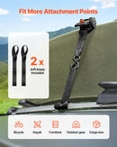 VEVOR ievelkamas sprūdrata stiprinājuma siksnas, 50,8 mm × 3 m, ar S veida āķiem, pārrāvuma izturība 1375 kg, 2 mīkstās cilpas, kravas nostiprināšanai pārvadāšanā, piekabēs, motocikliem, kajakiem un uz auto jumta, 2 gab. komplekts