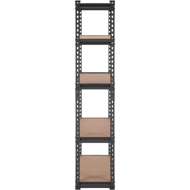 Regulējama 5 līmeņu metāla uzglabāšanas plauktu sistēma, melna, 900 kg, 76 × 30 × 152 cm