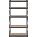 Regulējama 5 līmeņu metāla uzglabāšanas plauktu sistēma, melna, 900 kg, 76 × 30 × 152 cm