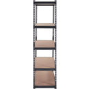 Uzglabāšanas plauktu sistēma, regulējama, 5 līmeņi, melna metāla konstrukcija ar režģa virsmu, 900 kg, 91 × 46 × 183 cm