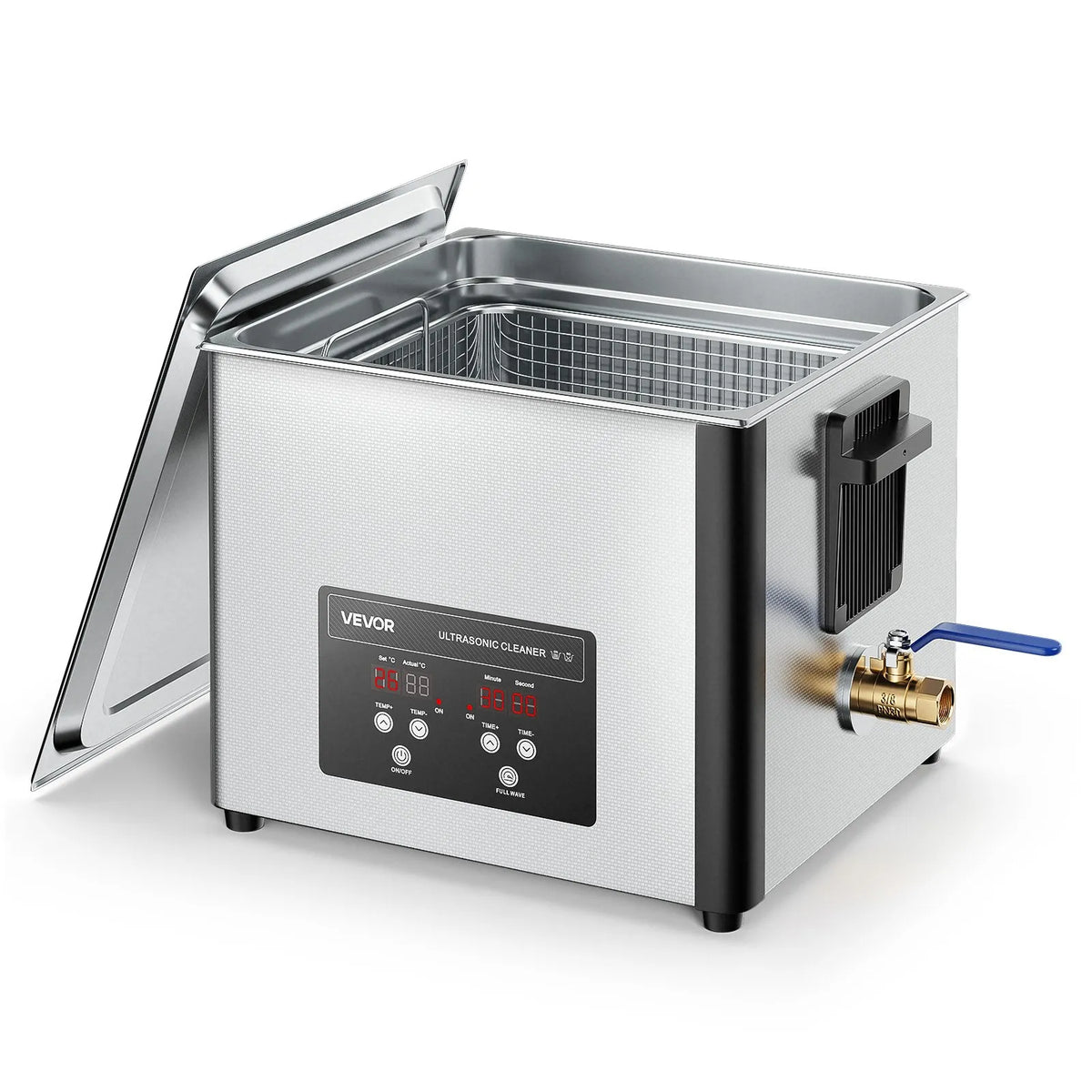 VEVOR 15 l Ultrasonic Cleaner, Professional Ultrasonic Cleaning Machine with Cleaning Basket and Digital Display, 240 W Stainless Steel 40 kHz Industrial Cleaner for Parts, Carburettors and Tools
