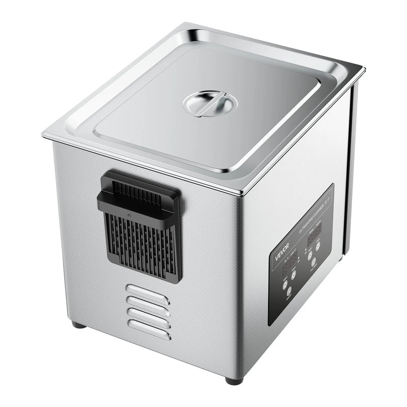 VEVOR 10 l ultraskaņas tīrītājs, profesionāla ultraskaņas tīrīšanas iekārta ar tīrīšanas grozu un digitālo displeju, 180 W nerūsējošā tērauda 40 kHz tīrīšanas iekārta pulksteņu, skuvekļu, juvelierizstrādājumu, monētu un citu priekšmetu tīrīšanai