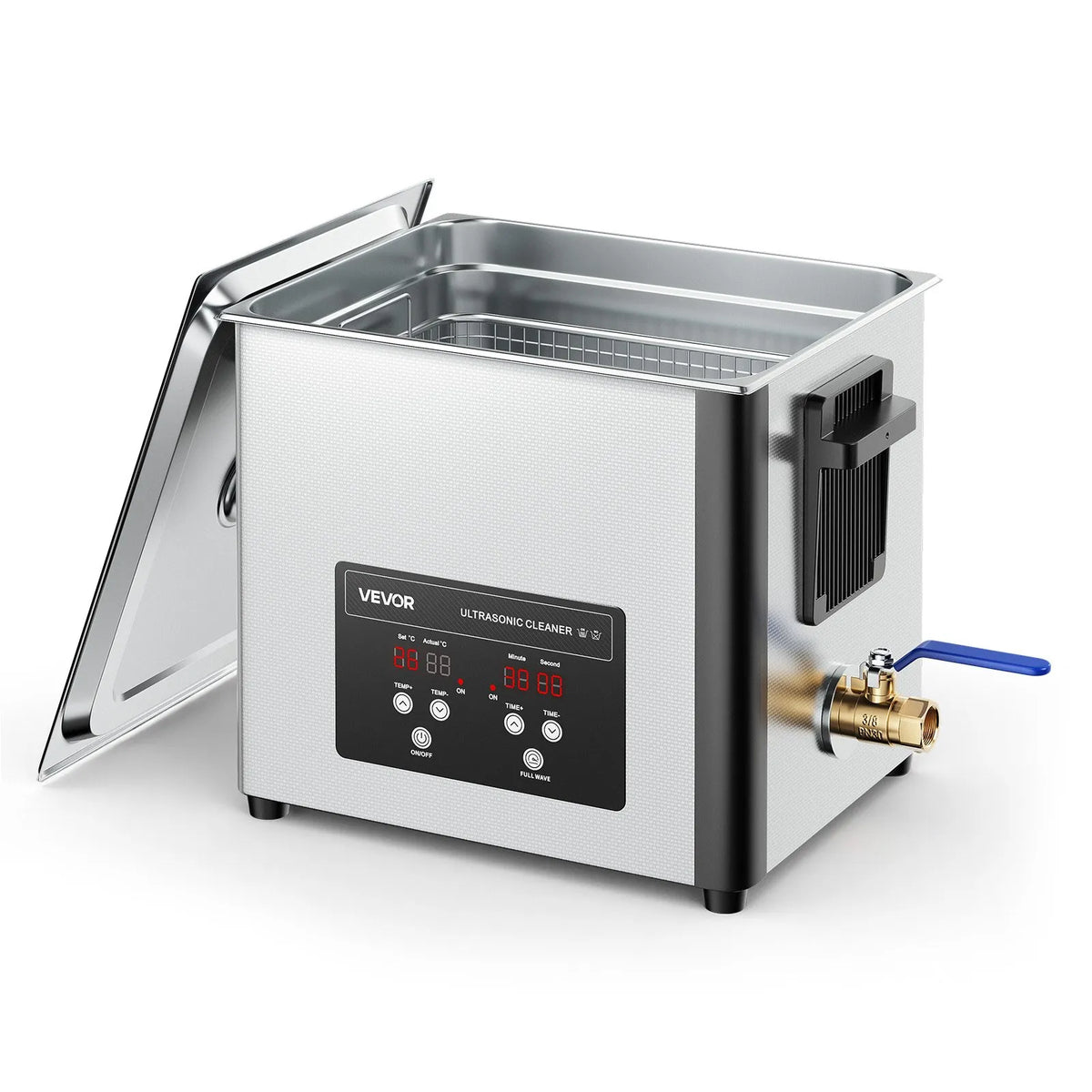 VEVOR 10 l Ultrasonic Cleaner, Professional Ultrasonic Cleaning Machine with Cleaning Basket and Digital Display, 180 W Stainless Steel 40 kHz Cleaning Equipment for Watches, Razors, Jewellery, Coins and Other Items