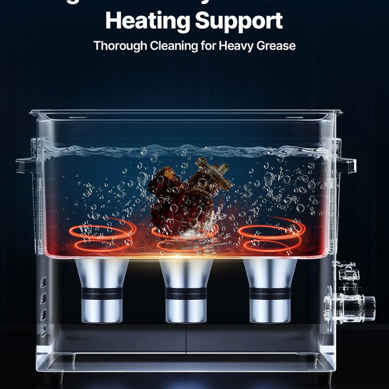 VEVOR 10 l ultraskaņas tīrītājs, profesionāla ultraskaņas tīrīšanas iekārta ar tīrīšanas grozu un digitālo displeju, 180 W nerūsējošā tērauda 40 kHz tīrīšanas iekārta pulksteņu, skuvekļu, juvelierizstrādājumu, monētu un citu priekšmetu tīrīšanai