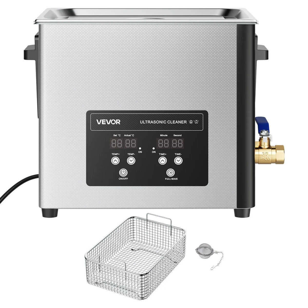 VEVOR 10 l Ultrasonic Cleaner, Professional Ultrasonic Cleaning Machine with Cleaning Basket and Digital Display, 180 W Stainless Steel 40 kHz Cleaning Equipment for Watches, Razors, Jewellery, Coins and Other Items