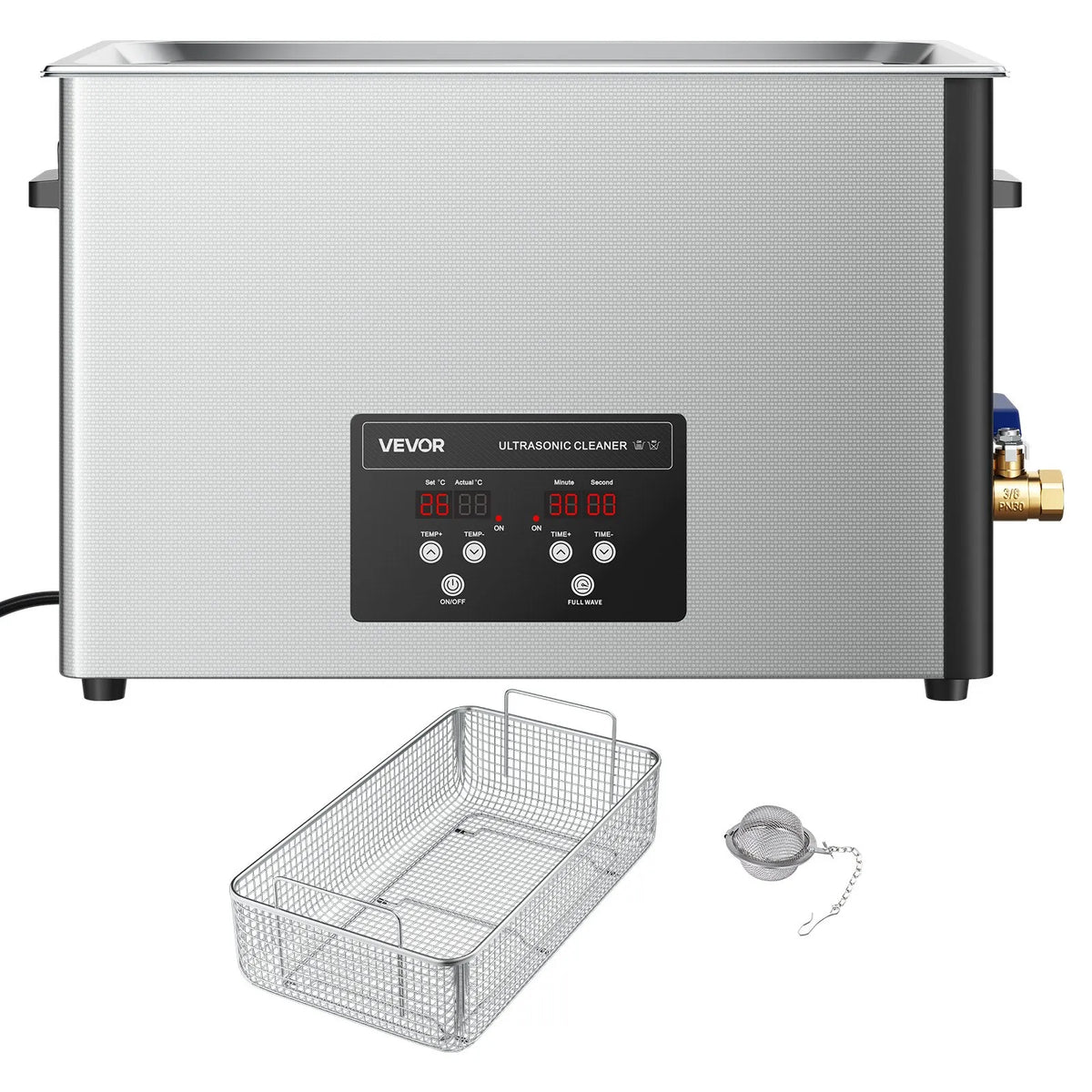 VEVOR 30 l Ultrasonic Cleaner, Professional Ultrasonic Cleaning Machine with Cleaning Basket and Digital Display, 480 W Stainless Steel 40 kHz Industrial Cleaner for Parts, Carburettors and Tools