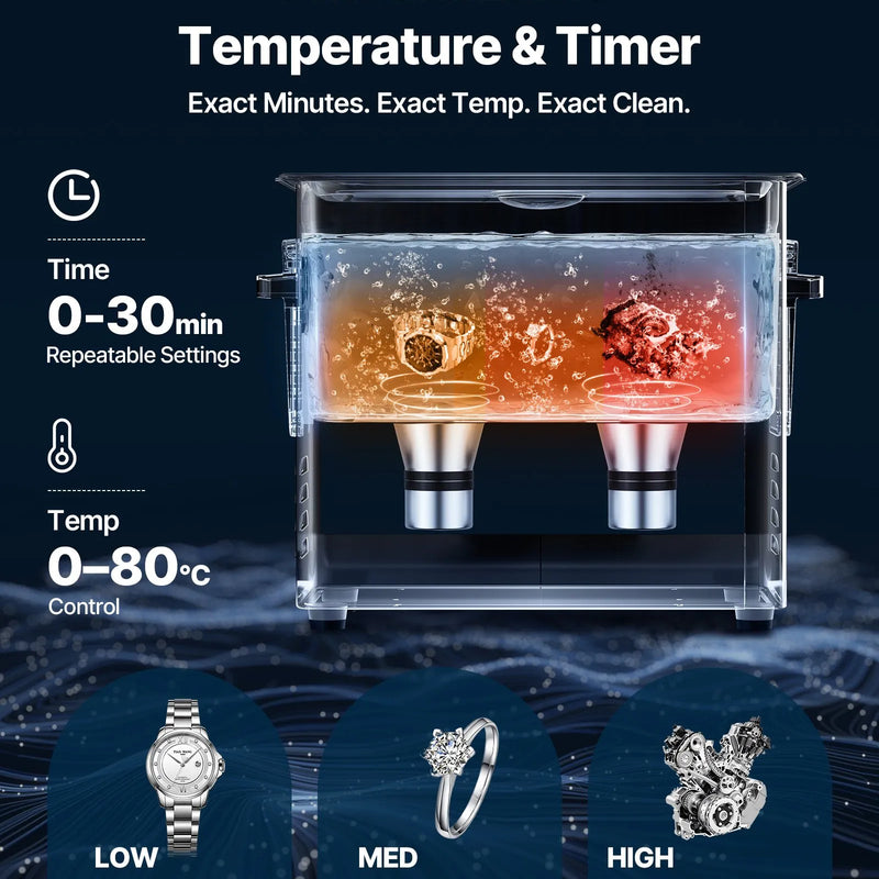 VEVOR 6 l ultraskaņas tīrītājs, profesionāla ultraskaņas tīrīšanas iekārta ar tīrīšanas grozu un digitālo displeju, 120 W nerūsējošā tērauda 40 kHz tīrīšanas iekārta pulksteņu, skuvekļu, juvelierizstrādājumu, monētu un citu priekšmetu tīrīšanai.
