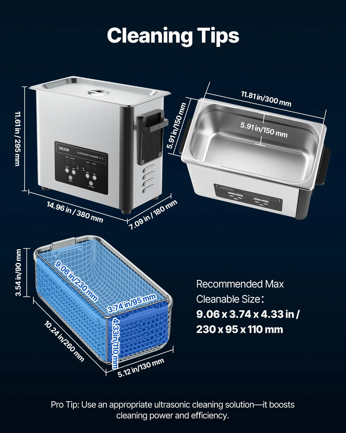 VEVOR 6 l Ultrasonic Cleaner, Professional Ultrasonic Cleaning Machine with Cleaning Basket and Digital Display, 120 W Stainless Steel 40 kHz Cleaning Machine for Watches, Razors, Jewellery, Coins and Other Items