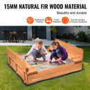 VEVOR koka smilšu kaste, 133 × 120 × 43 cm smilšu kaste ar salokāmiem soliņiem un apakšas oderi, dabīga koka bērnu smilšu kaste lietošanai pagalmā, pludmalē vai parkā, piemērota bērniem no 3 līdz 12 gadiem