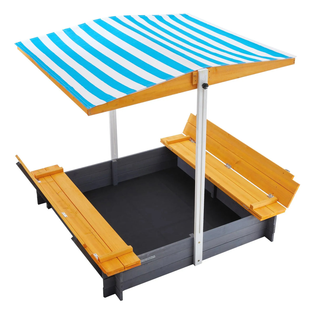 VEVOR Wooden Sandbox with Canopy and Foldable Benches, 145.5 × 120 × 120 cm