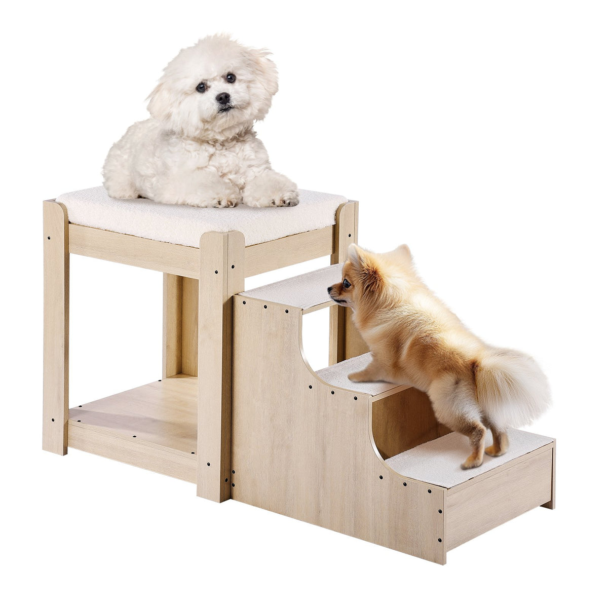 VEVOR Two-Storey Pet Bed with Stairs and Window, Bedside Placement
