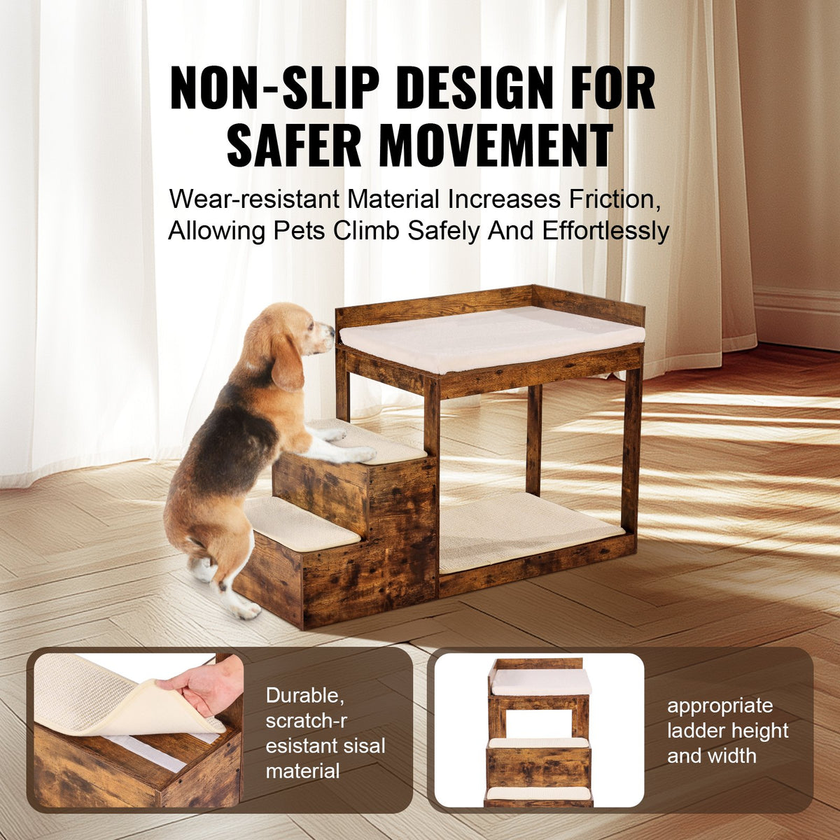 VEVOR Two-Storey Pet Bed with Stairs and Window Sofa, Medium