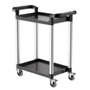 VEVOR 2 līmeņu plastmasas saimniecības ratiņi, 136 kg, ar 360° grozāmiem riteņiem, 2 ar bremzēm, 62 × 40,9 cm