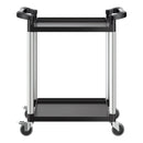 VEVOR 2 līmeņu plastmasas saimniecības ratiņi, 136 kg, ar 360° grozāmiem riteņiem, 2 ar bremzēm, 62 × 40,9 cm