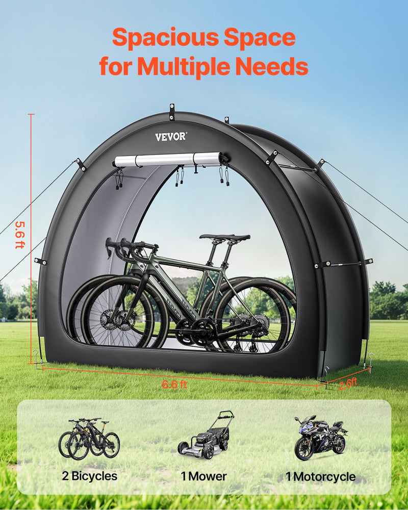 VEVOR āra velosipēda uzglabāšanas telts, ventilatora formas ūdensizturīga velosipēda telts 1–2 velosipēdiem