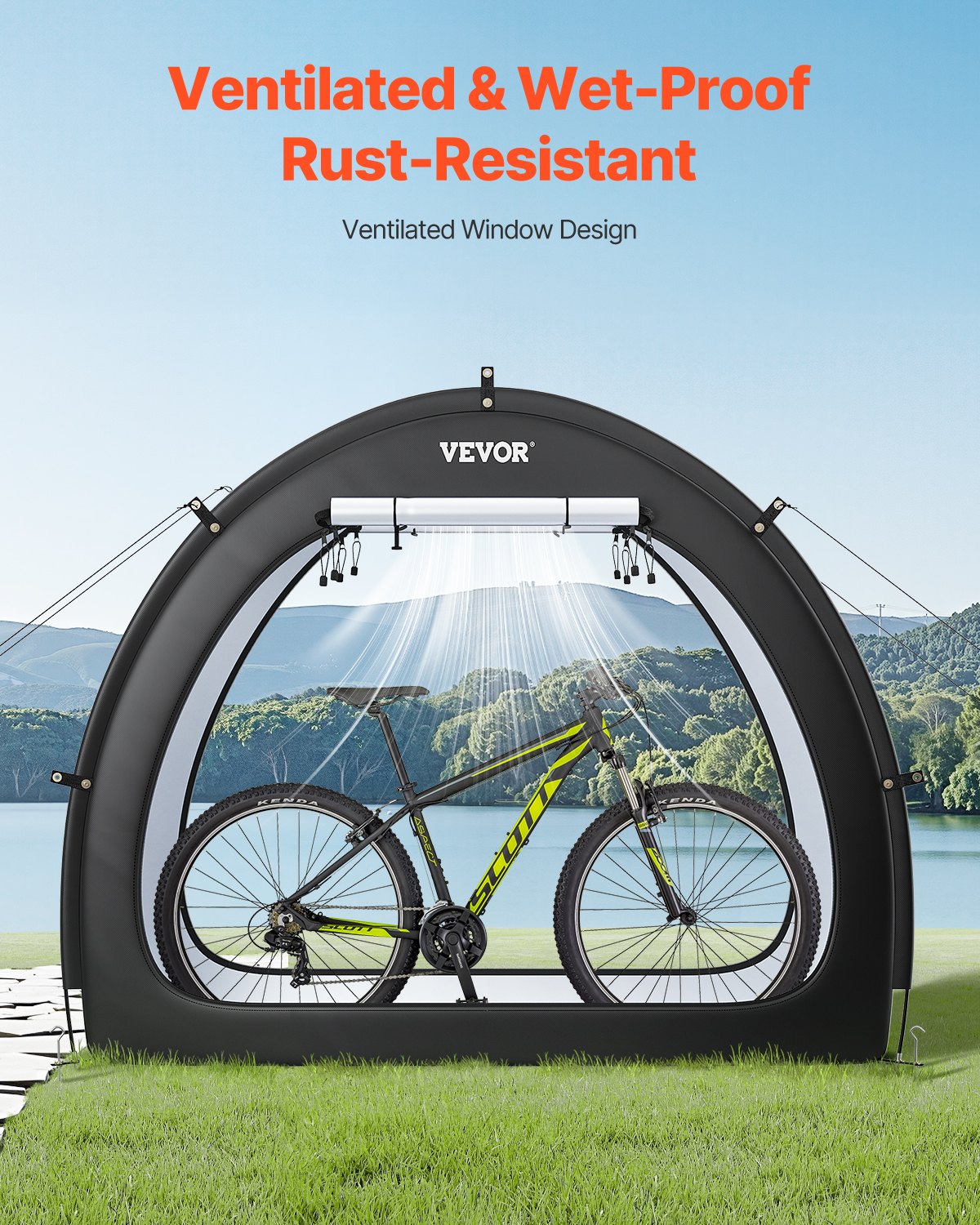 VEVOR āra velosipēda uzglabāšanas telts, ventilatora formas ūdensizturīga velosipēda telts 1-2 velosipēdiem