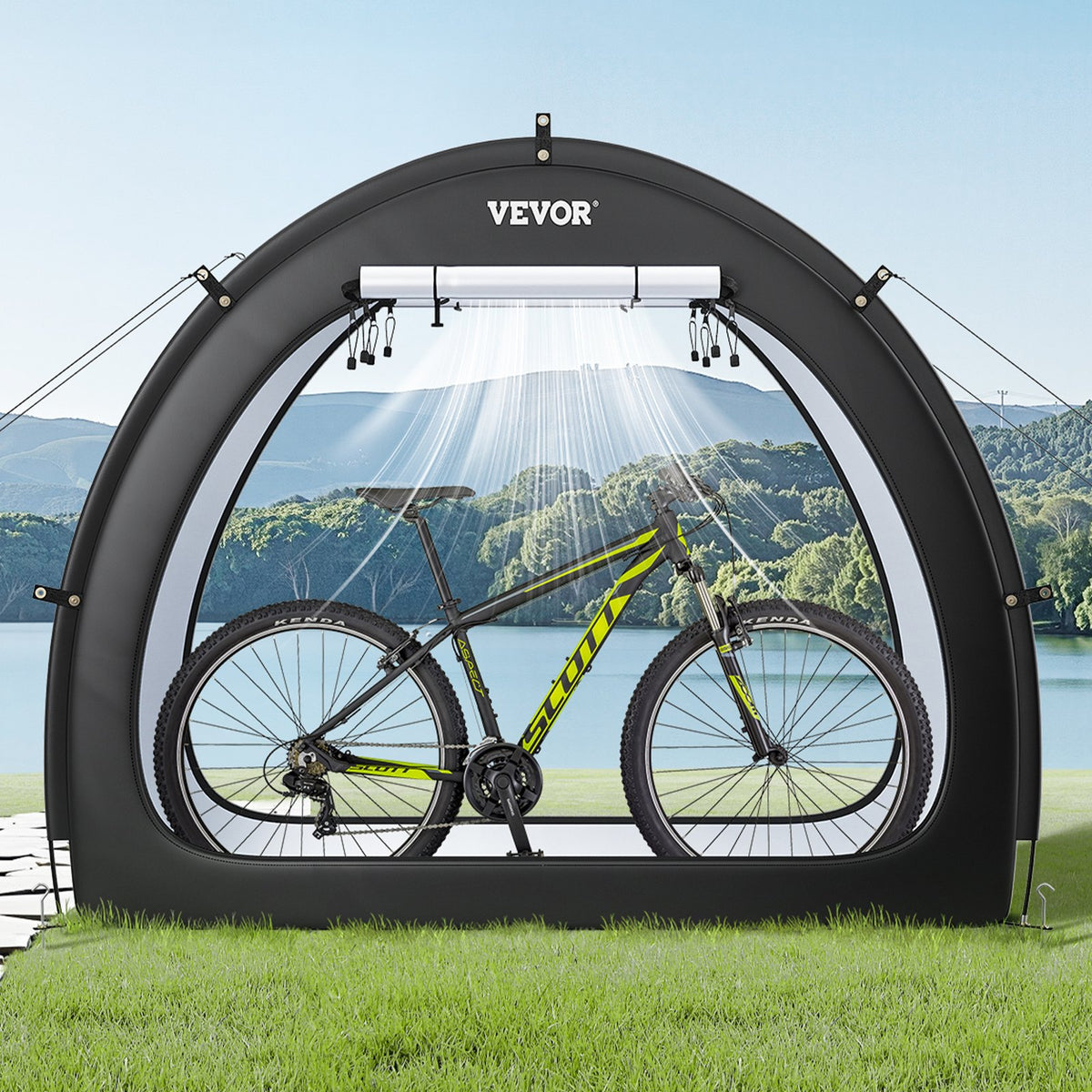 VEVOR āra velosipēda uzglabāšanas telts, ventilatora formas ūdensizturīga velosipēda telts 1-2 velosipēdiem
