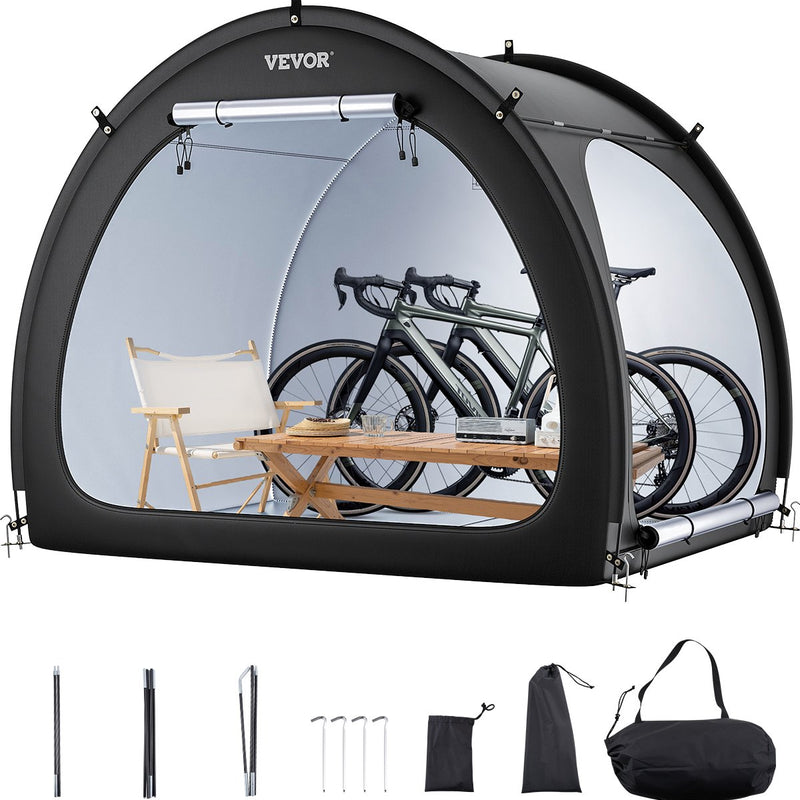 VEVOR āra velosipēdu uzglabāšanas telts, ventilatora formas divdurvju velosipēda nojume 4–5 velosipēdiem