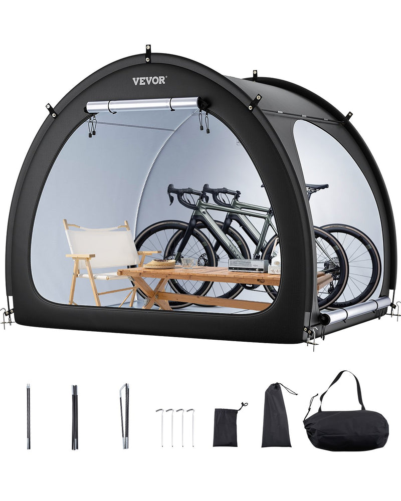 VEVOR āra velosipēdu uzglabāšanas telts, ventilatora formas divdurvju velosipēda nojume 4–5 velosipēdiem